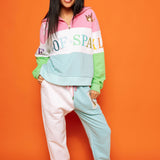 Stripe Half Zip Sweatshirt - Colorblock [Queen of Sparkles]