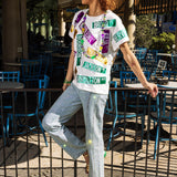 Metallic Nola Street Signs Tee - White [Queen of Sparkles]