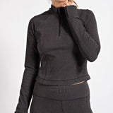 Devon Brushed Mock Neck Half Zip Black