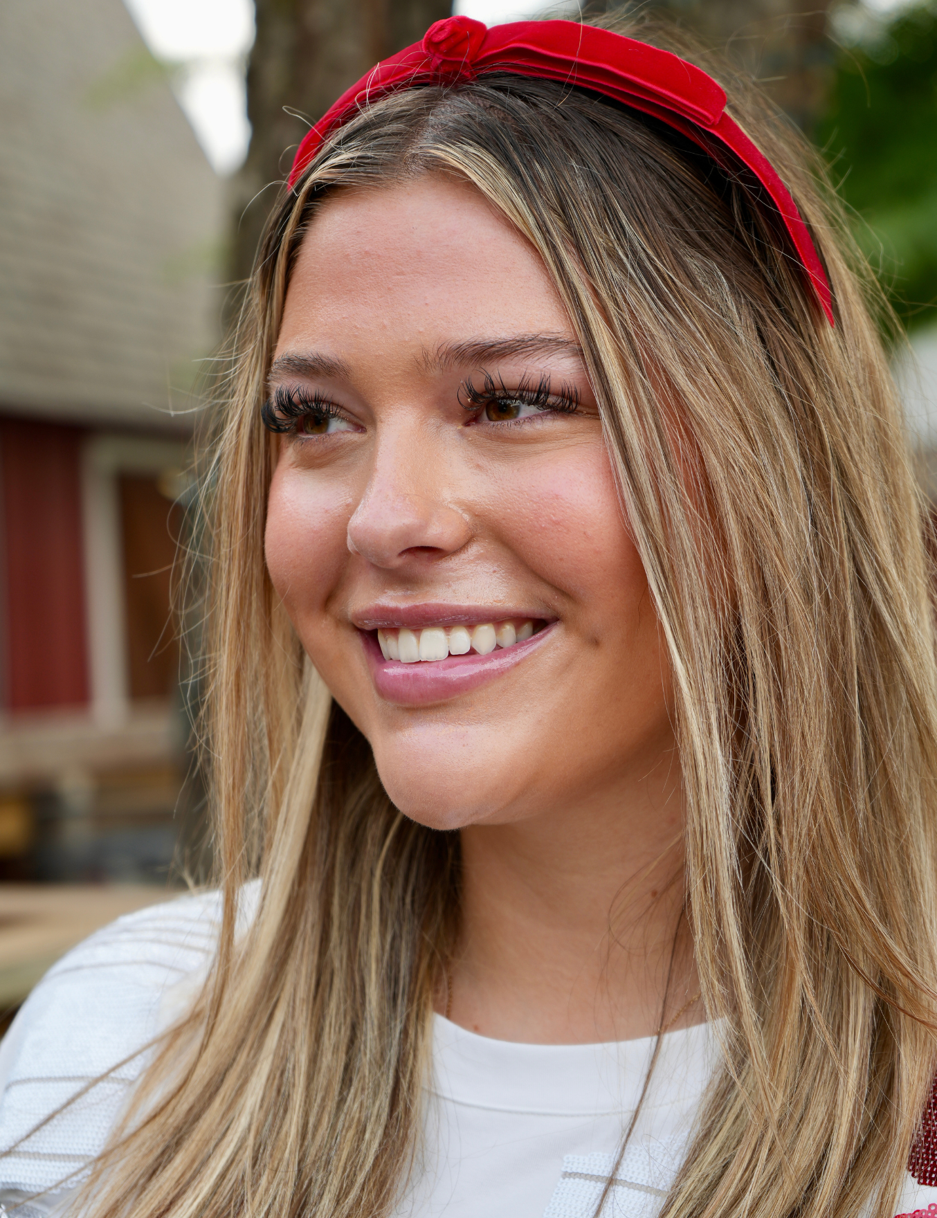 Thin Ribbon Bow Headband - Red [Brianna Cannon]