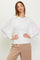 Chantal Mixed Media Pleated Sleeve Knit Top Off White