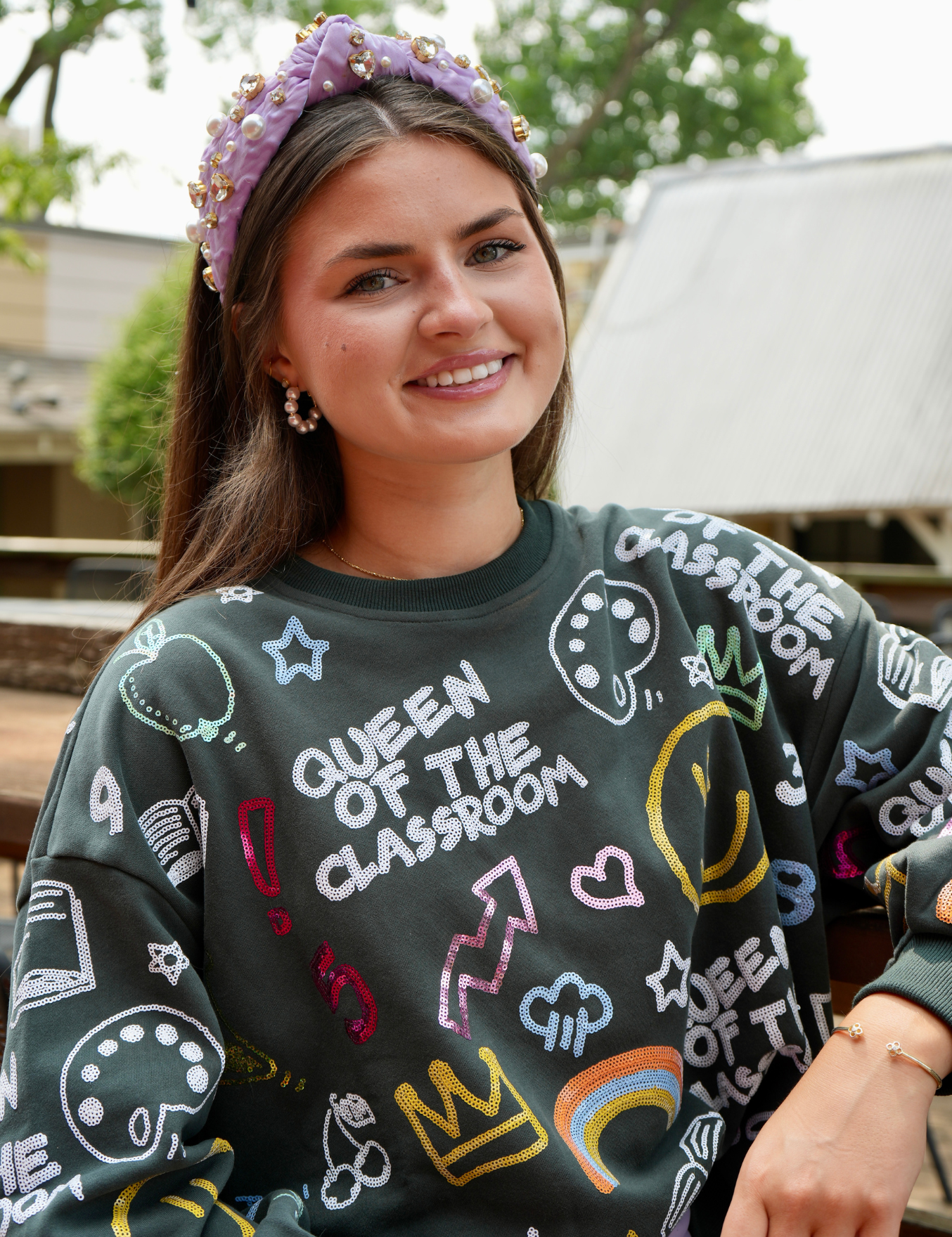 Queen of the Classroom Sweatshirt - Dark Green [Queen of Sparkles]