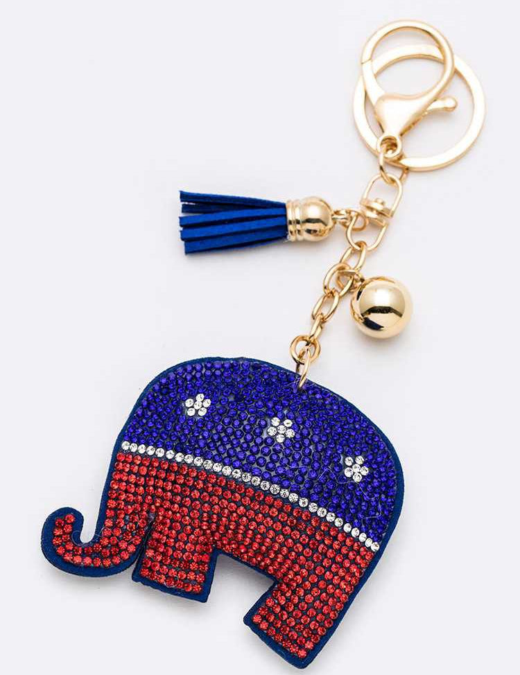 USA Color Elephant Rhinestone Key Chain