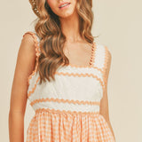 Harper RicRac Trim Plaid Mini Dress Orange