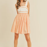 Harper RicRac Trim Plaid Mini Dress Orange