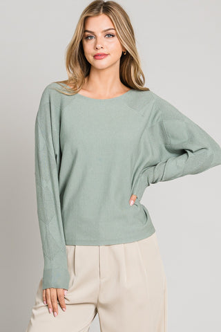 Cedar Textured Sleeve Dolman Sweater Off White – Pink Creek