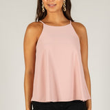 Cyan Satin High Neck Top Blush Pink