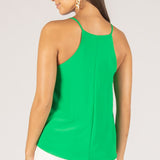 Cyan Satin High Neck Top Kelly Green