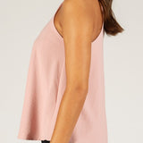 Cyan Satin High Neck Top Blush Pink