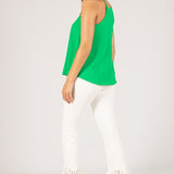 Cyan Satin High Neck Top Kelly Green