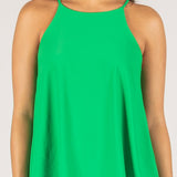 Cyan Satin High Neck Top Kelly Green