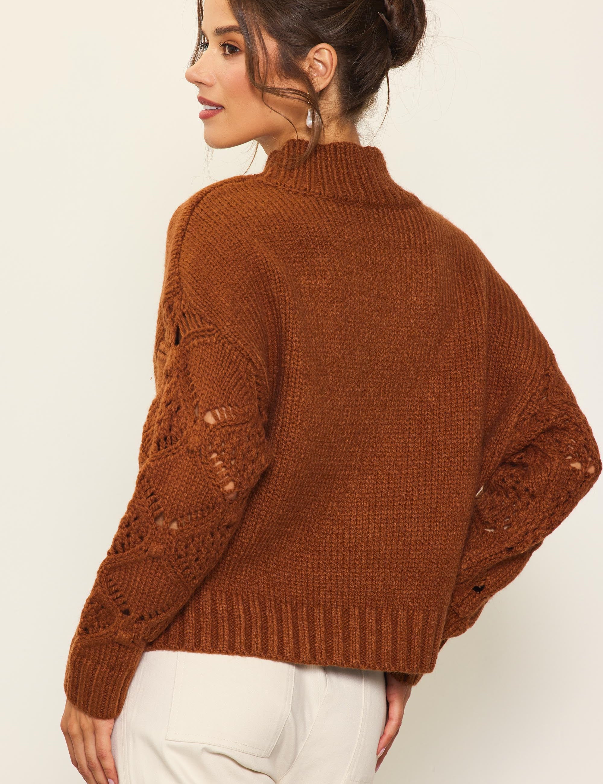 Thalia Rib Mock Neck Sweater Toffee