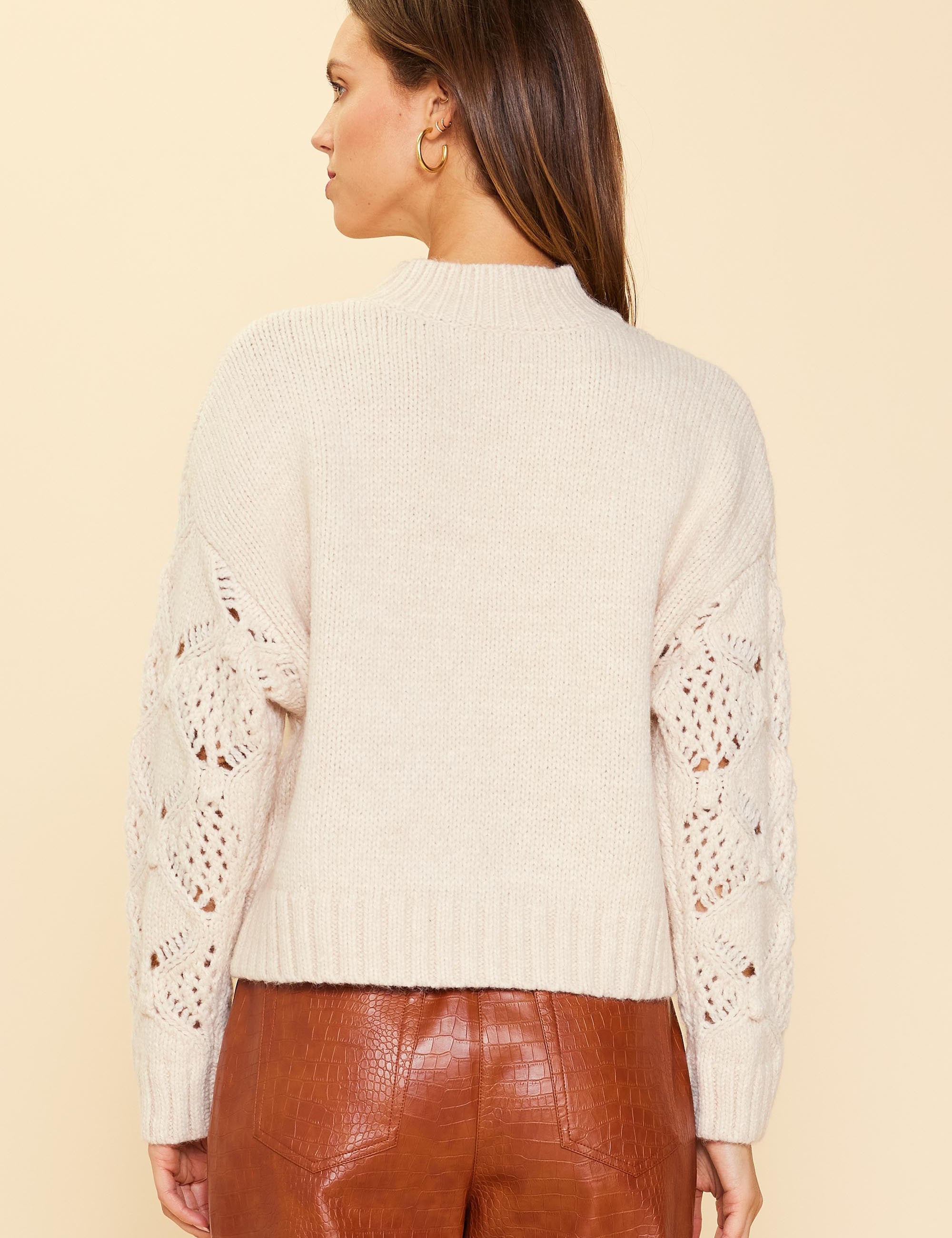 Thalia Rib Mock Neck Sweater Cream