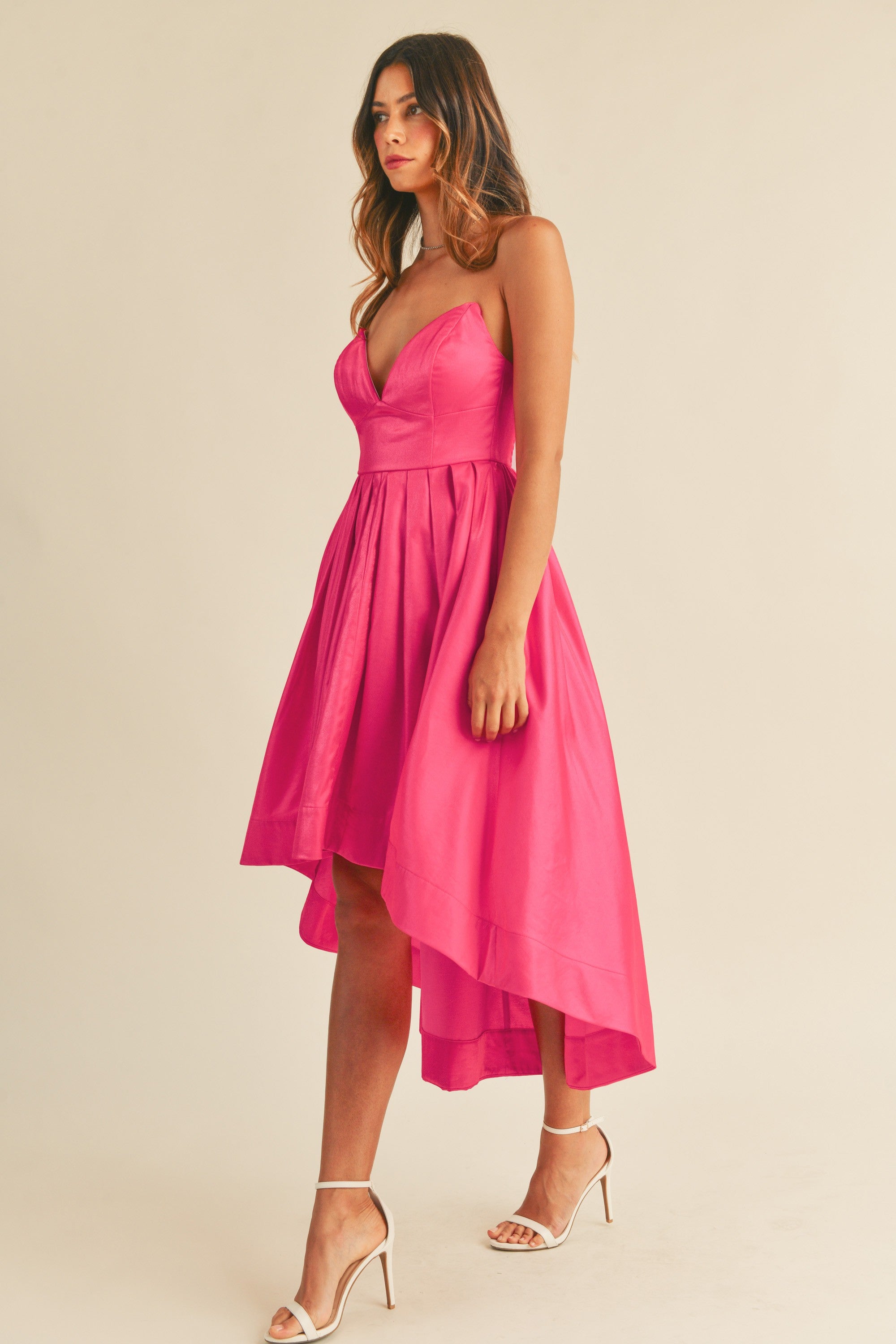 Fit and flare store high low dress