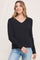 Cyprus Cloud Ribbed V-Neck Sweater Black