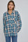 Cyrus Oversized Boyfriend Flannel Button Down Teal