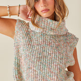 Maeve Sweater Vest With Turtle Neck Cream Multi