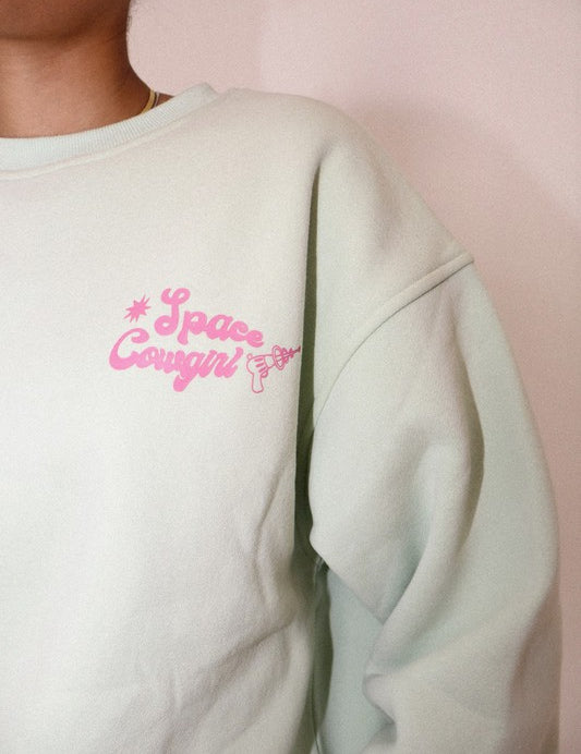 Space Cowgirl Crewneck Sweatshirt Light Green