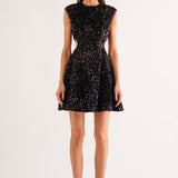 Raven Sequin Cut Out Dress Black