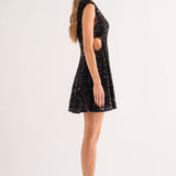 Raven Sequin Cut Out Dress Black