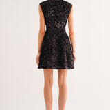 Raven Sequin Cut Out Dress Black