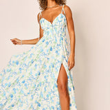 Arianna Floral Maxi Dress - Romantic Blue Rose [Amy Jane London]