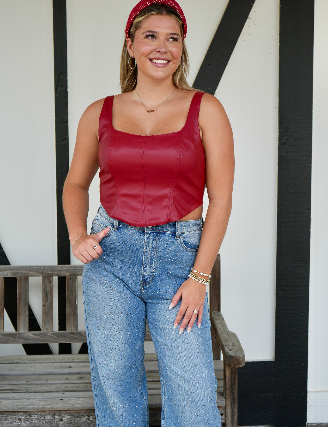 Coco Vegan Leather Corset Top - Maroon [BuddyLove]