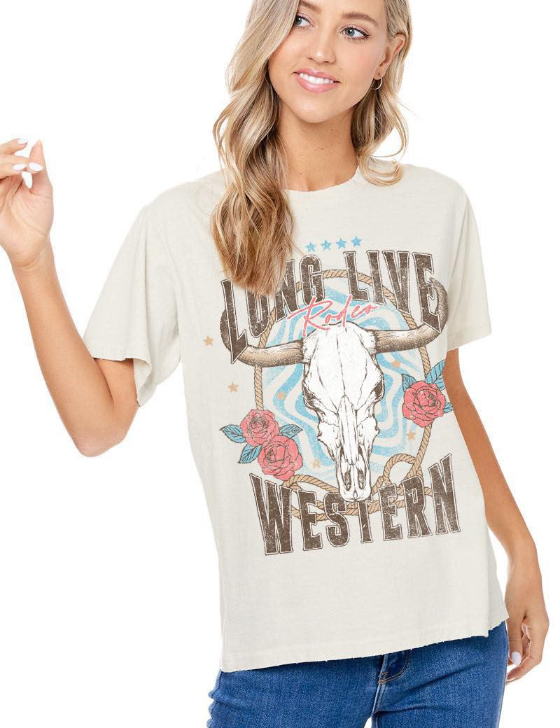 Long Live Rodeo Western Tee Bone