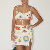 Capri Bon Appetit Crop Top Cream Multi