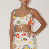 Capri Bon Appetit Crop Top Cream Multi