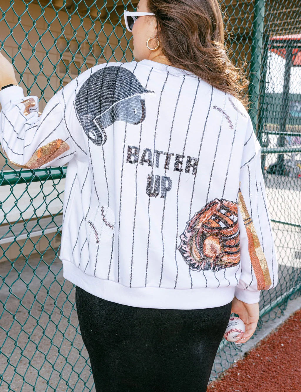 Batter Up Queen Sweatshirt White Queen of Sparkles