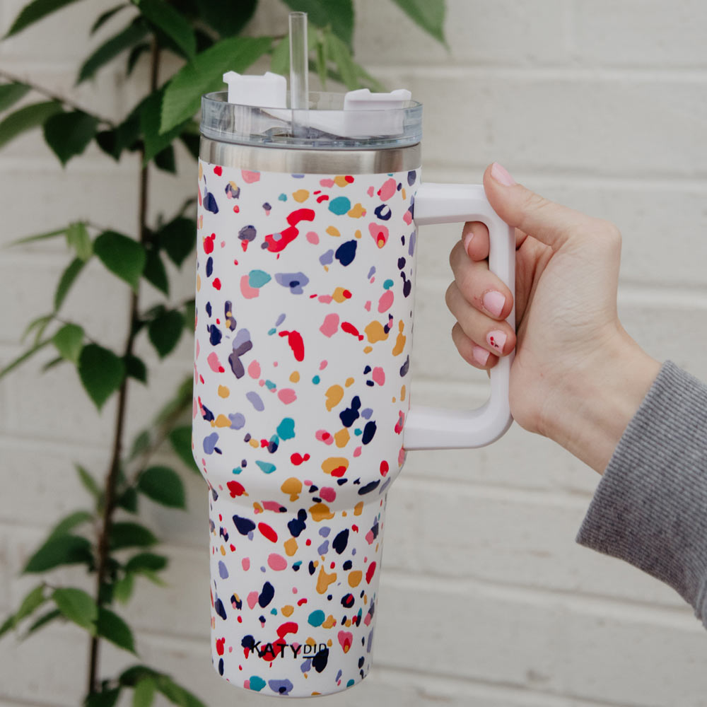 Confetti Print Tumbler Cup with Handle