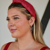 Red Solid Tweed and Gold Headband