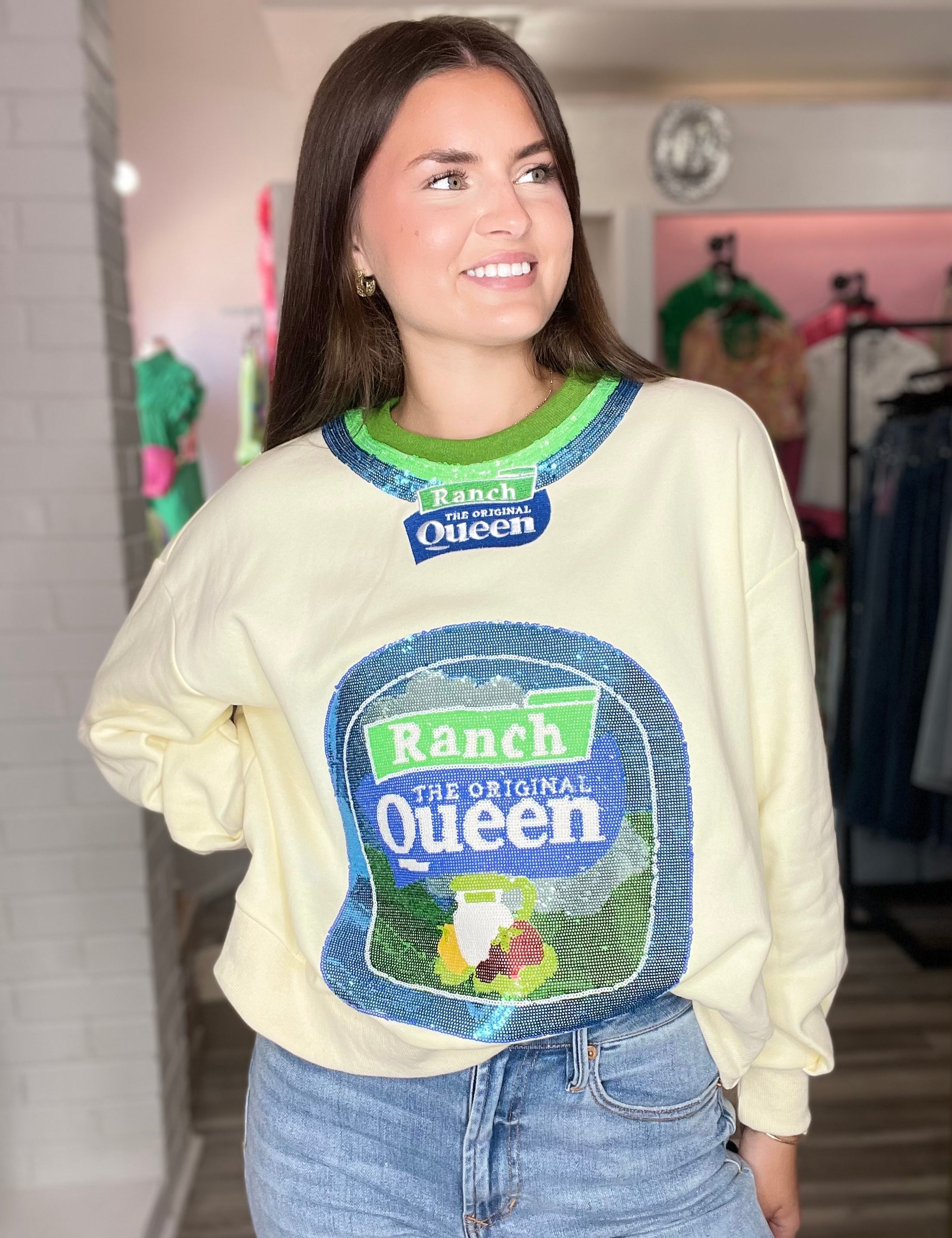 Queen of Ranch Sweatshirt - Beige [Queen of Sparkles]