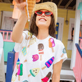 Scattered Multi Color Popsicle Tee White Queen of Sparkles