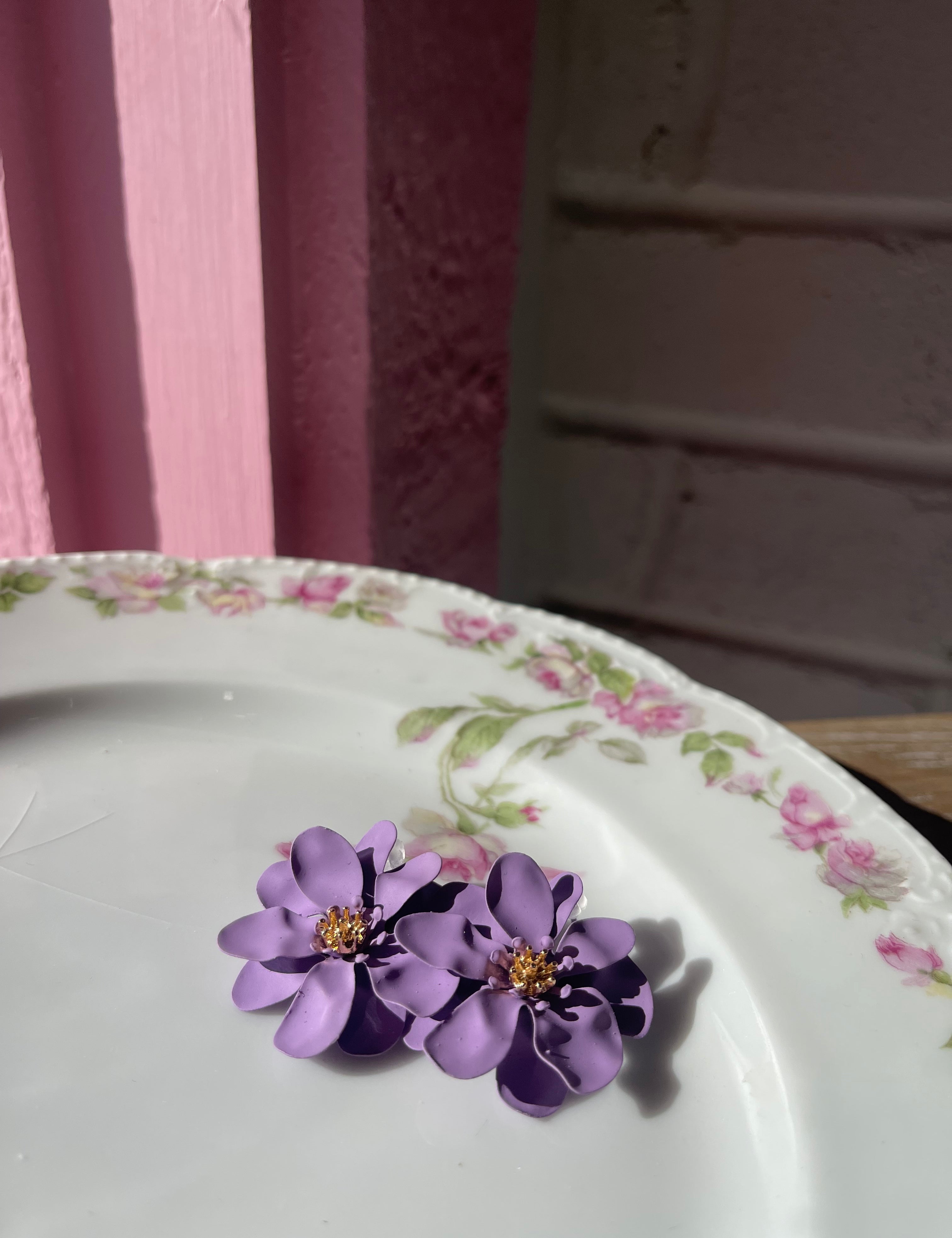 Poppy Flower Earrings Lilac