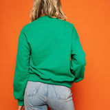 Oversized Rhinestone Bow Sweatshirt - Emerald Green [Queen of Sparkles]