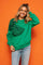 Oversized Rhinestone Bow Sweatshirt - Emerald Green [Queen of Sparkles]