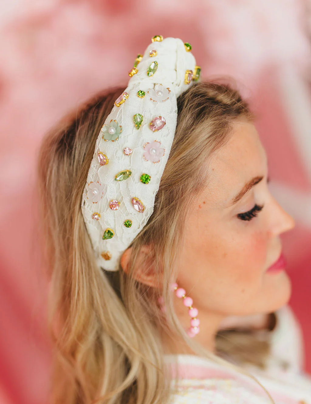 White Lace Fresh Blossom Headband [Brianna Cannon]