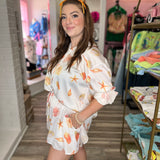 Rio Shell Print Button Down and Shorts Set Orange