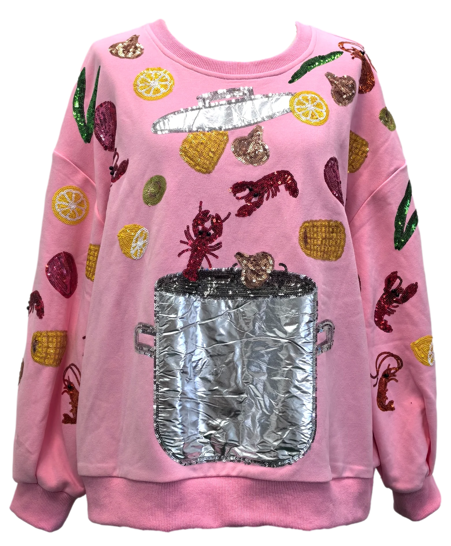 Crawfish Pot Sweatshirt - Light Pink [Queen of Sparkles]