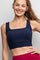 Jessica Nylon Ribbed Square Neck Sports Bra Navy