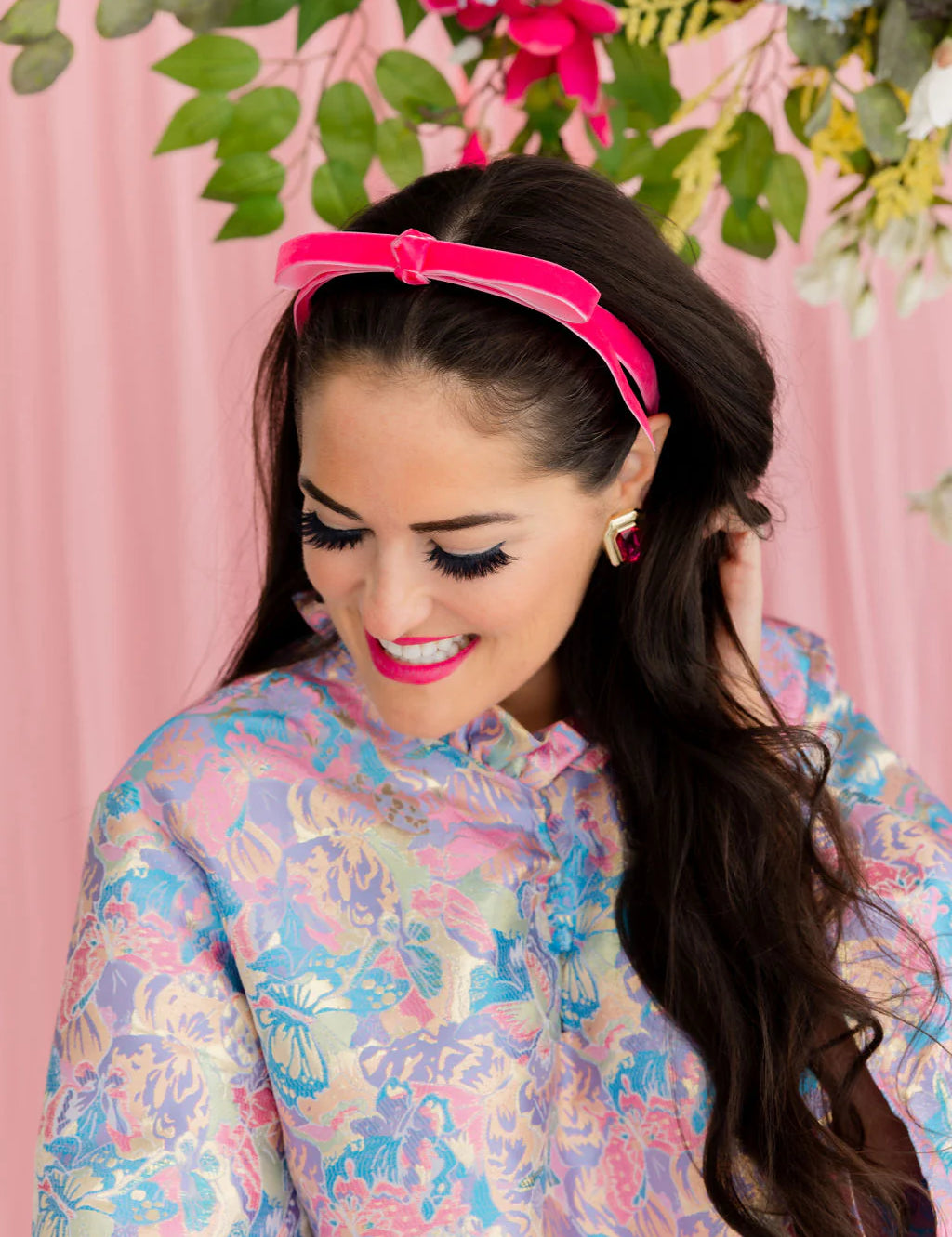 Thin Ribbon Bow Headband - Hot Pink [Brianna Cannon]