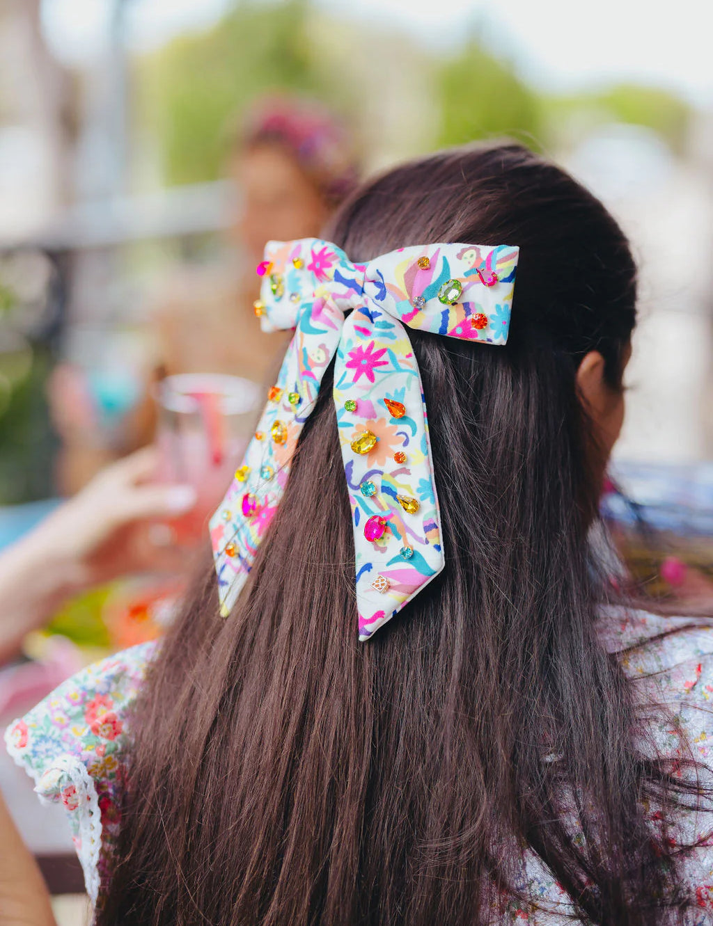 Otomi Print Barrette Bow with Crystals [Brianna Cannon]