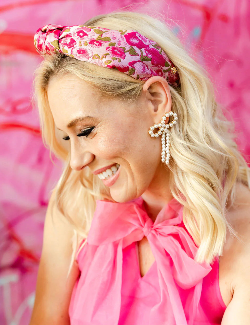 Pink Floral Brocade Headband [Brianna Cannon]