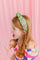 Child Size Bright Green Brocade Headband with Pink and Blue [Brianna Cannon]