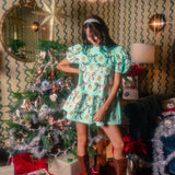 Gingerbread Men & Bows Dress - Mint Green [Queen of Sparkles]