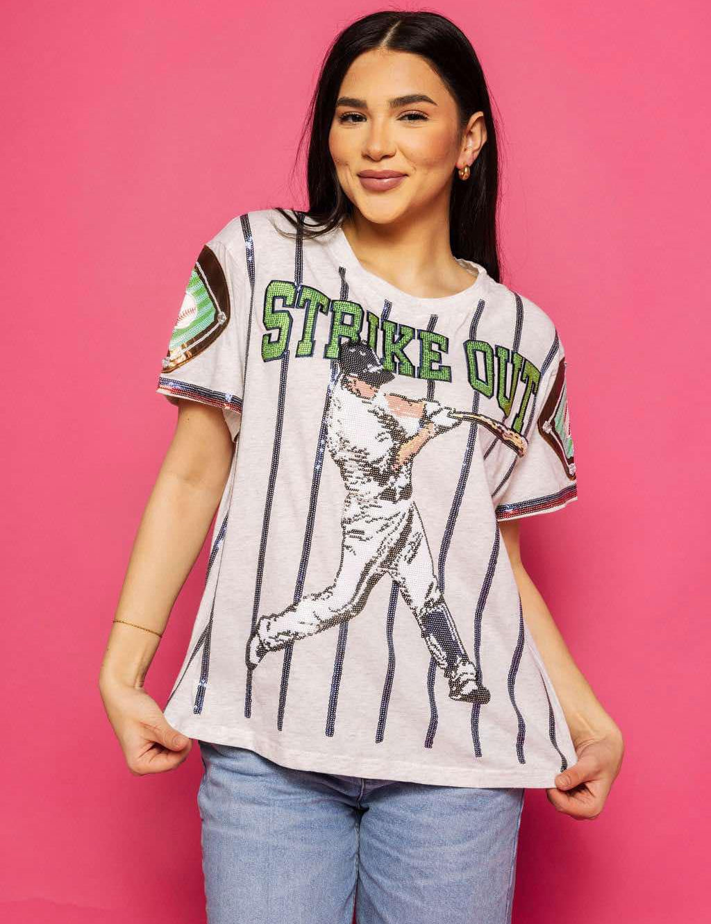 Strike Out Tee - Grey & Royal [Queen of Sparkles]