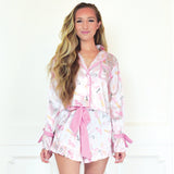 Celebrate Satin Ruffle Short Pj Set Multi