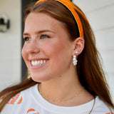 Thin Ribbon Bow Headband - Orange Velvet [Brianna Cannon]